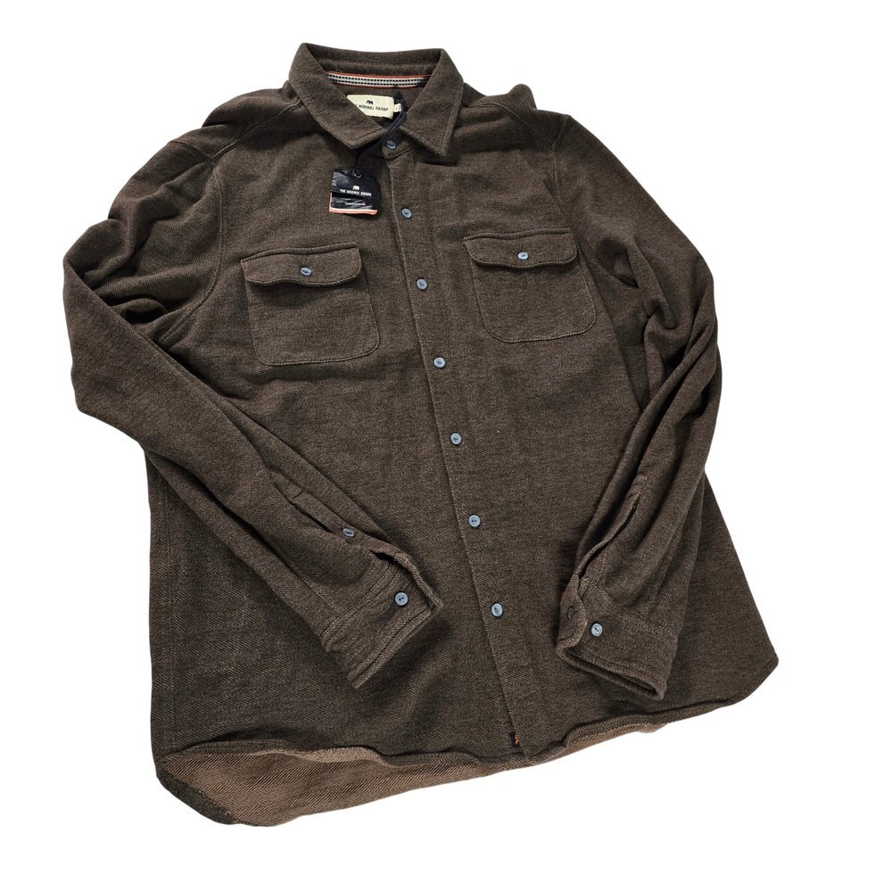 The Normal Brand Mens Brown Herringbone Pure Cotton Shirt Jacket XL NWT 11991